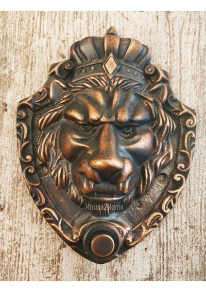 El Yapımı Pirinç Aslan Kapı Zili Bakır