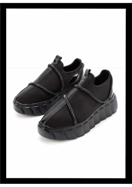 Siyah Streç Kadın Casual Ayakkabı K01234050217
