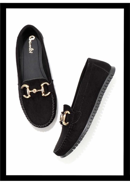Siyah Süet Kadın Loafer Ayakkabı K01542167902