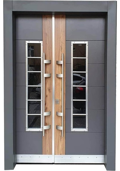 TEZ-0157 Antrasit-Saruhan Düz Model Bina Giriş Kapısı