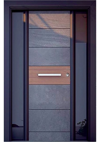 TEZ-0147 Siyah-Camlı Düz Model Bina Giriş Kapısı