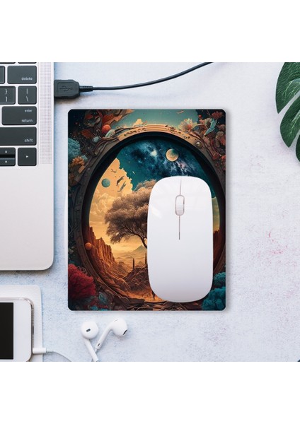 Sonictouch Hinora Hayat Ağacı Kaydırmaz Gaming Oyuncu Dikişsiz Mavi Turuncu Mouse Pad/ped 17X21CM