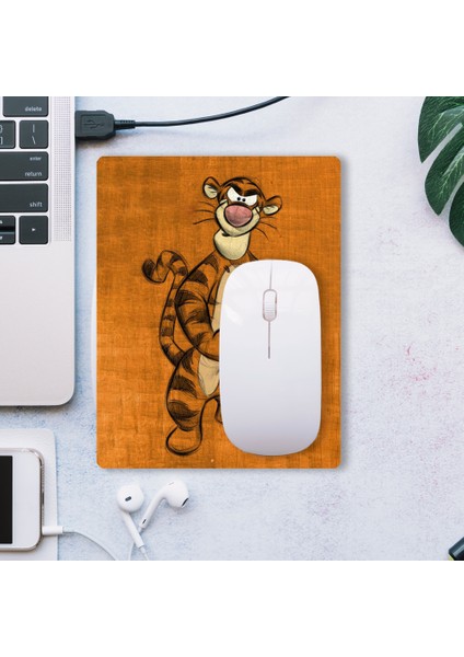 Sonictouch Kaplan Tigger Turuncu Renk Kaydırmaz Gaming Oyuncu Dikişsiz Mouse Pad/ped 17X21CM