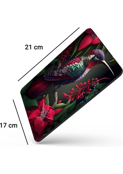Sonictouch Sinek Kuşu Temalı Pembe Zambak Çiçekli Kaydırmaz Gaming Oyuncu Dikişsiz Mouse Pad/ped 17X21CM