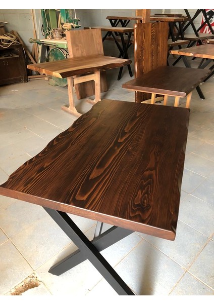 Ceviz Rengi Kütük Cafe Masası Modelleri 70X110.CM