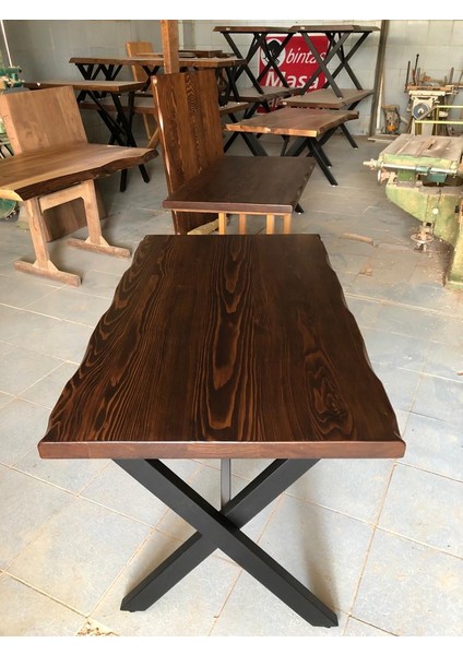 Ceviz Rengi Kütük Cafe Masası Modelleri 70X110.CM modelleri