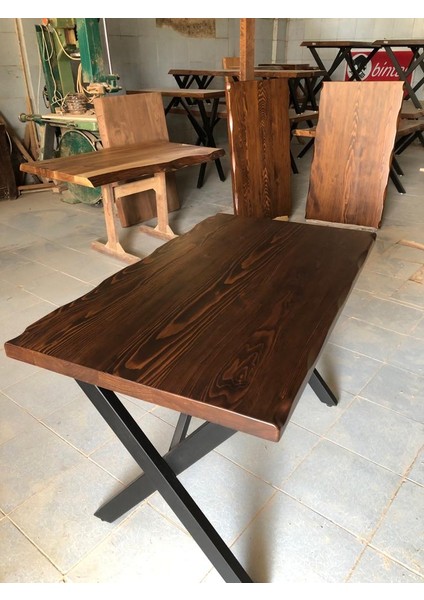 Ceviz Rengi Kütük Cafe Masası Modelleri 70X110.CM indirimleri