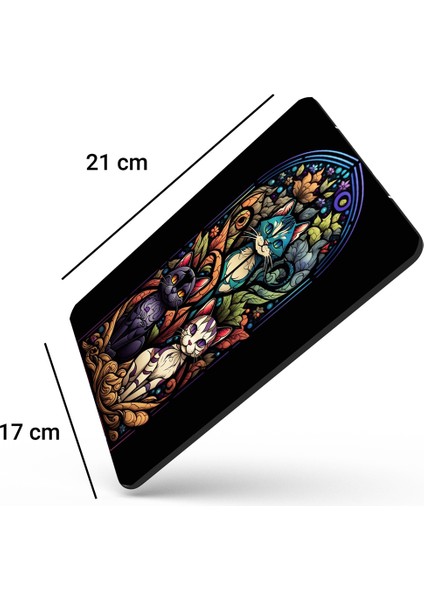 Sonictouch Vitray Chibi Kedileri Kaydırmaz Gaming Oyuncu Dikişsiz Siyah Mor Mouse Pad/ped 17X21CM