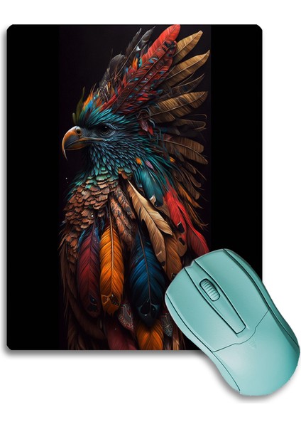 Sonictouch Kızılderili Kartal Temalı Kaydırmaz Gaming Oyuncu Dikişsiz Siyah Yeşil Mouse Pad/ped 17X21CM