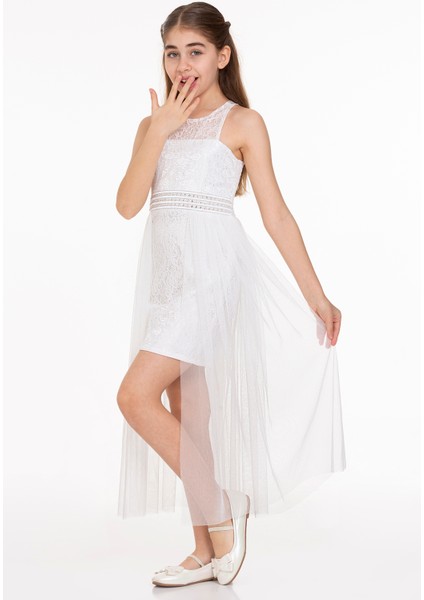 AHENGİM KIZ ÇOCUK ABİYE KIZ İNCİ TAŞLI TÜLLÜ KIZ ABİYE AK2229 fiyatları