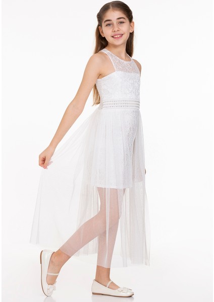 AHENGİM KIZ ÇOCUK ABİYE KIZ İNCİ TAŞLI TÜLLÜ KIZ ABİYE AK2229 fırsatları