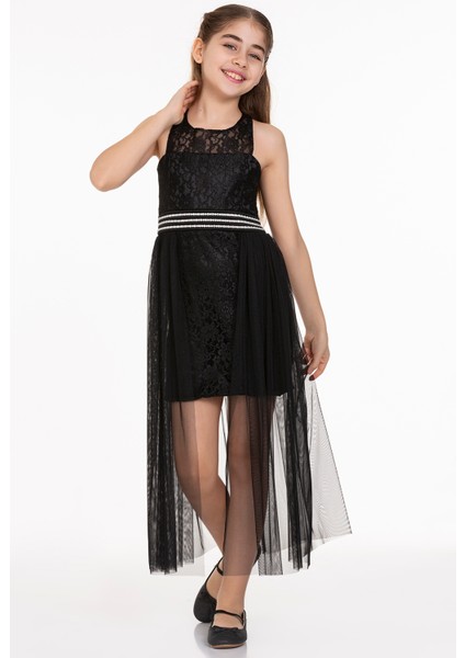 AHENGİM KIZ ÇOCUK ABİYE KIZ İNCİ TAŞLI TÜLLÜ KIZ ABİYE AK2229