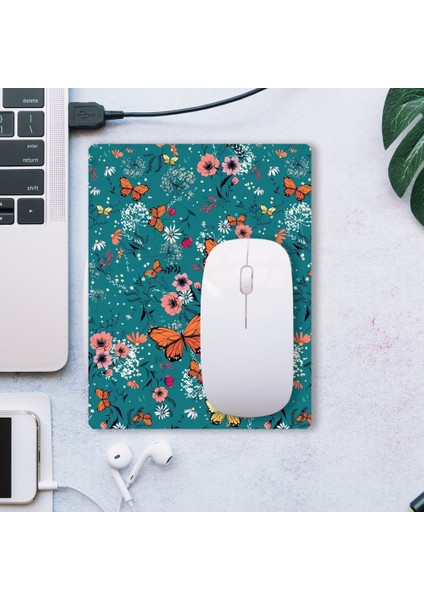 Sonictouch Soimoi Yeşili Turuncu Kelebekli Kaydırmaz Gaming Oyuncu Dikişsiz Mouse Pad/ped 17X21CM
