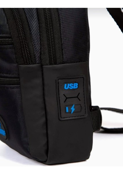 Anıl Bags Kumaş Su Geçirmez Kulaklık USB Çıkışlı Bel ve Çapraz Omuz Çanta Göğüs Seyahat