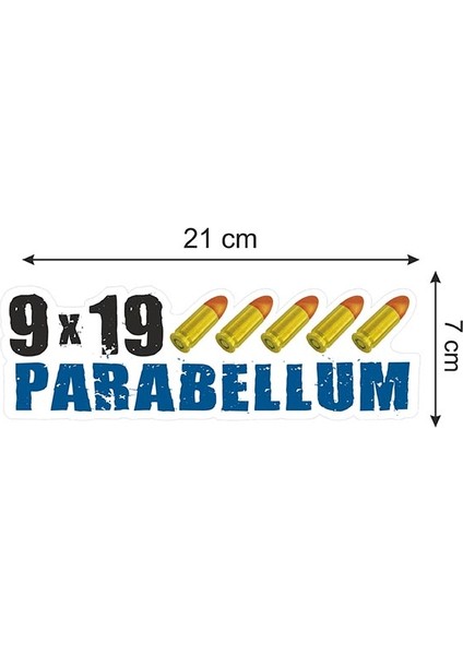 Anahtarlık Sepeti 9X19 Parabellum Folyo Etiket - 21 x 7 cm