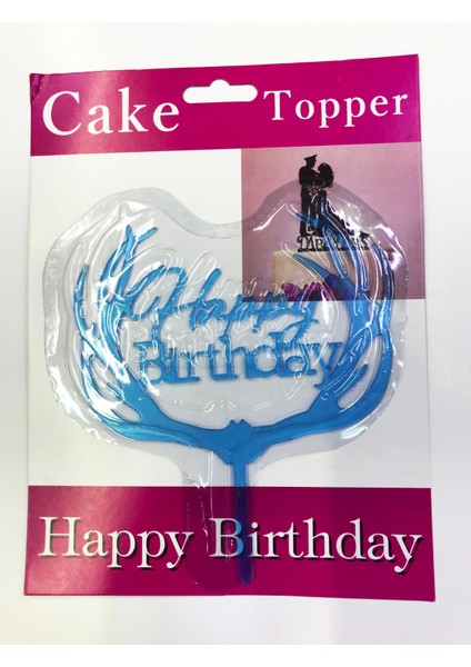 Happy Birthday Dallı Cake Topper 4 Adet (Clz)
