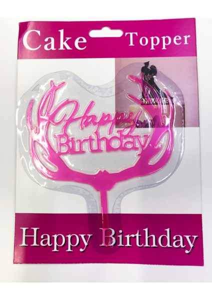 Happy Birthday Dallı Cake Topper 4 Adet (Clz)