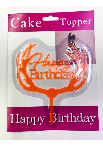 Happy Birthday Dallı Cake Topper 4 Adet (Clz)