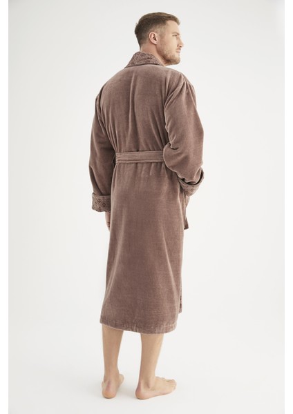 Yaka Jakarlı Cotton Erkek Bornozu
