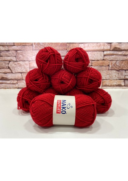 50GR Nako Outlet Ihraç Fazlası El Örgü Ipi - Kırmızı