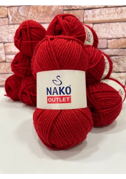 50GR Nako Outlet Ihraç Fazlası El Örgü Ipi - Kırmızı