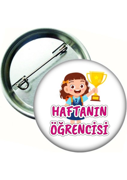 20 Adet Hediye Panayırı Haftanın Öğrencisi Rozeti Kız Öğrenci Temalı