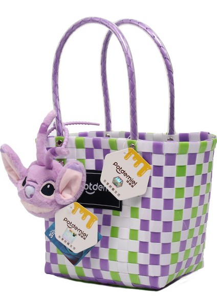 Stitch Peluş Kolye Dokuma Tote Çanta Plastik El Sepeti (Yurt Dışından)