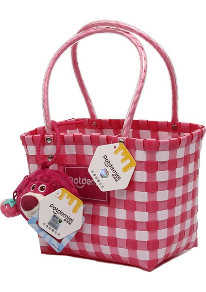 Stitch Peluş Kolye Dokuma Tote Çanta Plastik El Sepeti (Yurt Dışından)