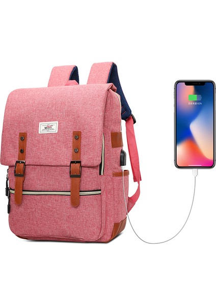 Erkek ve Kadın Aynı Stil Naylon Sırt Çantası USB Şarj Edilebilir Bilgisayar Sırt Çantası (Yurt Dışından)
