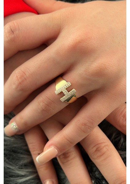 14 Ayar Altın Taşlı H Harfli Yüzük fiyatları