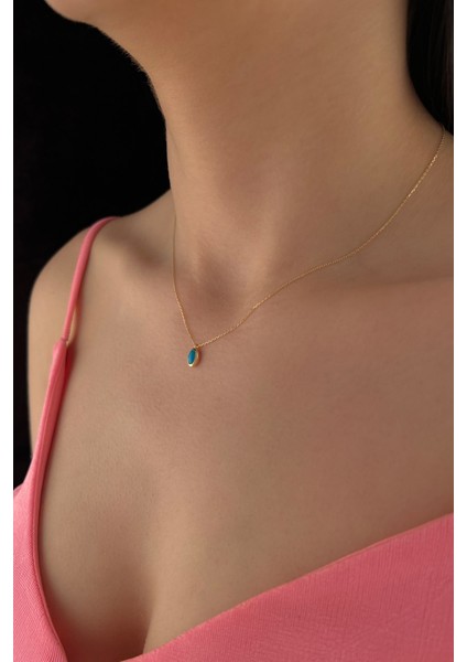 14 Ayar Altın Oval Firuze Kolye fiyatları