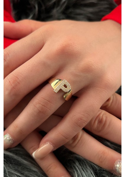 14 Ayar Altın Taşlı P Harfli Yüzük fiyatları