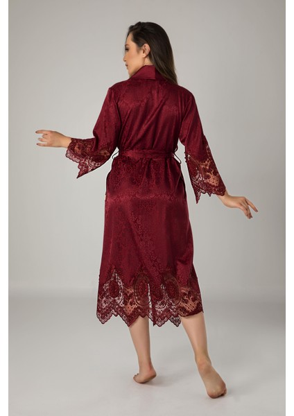 Dantelli Jakarlı Saten Bambu Cotton Bayan Sabahlık modelleri
