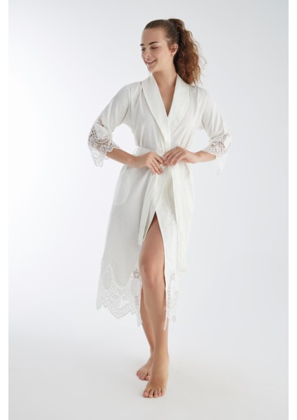 Dantelli Jakarlı Saten Bambu Cotton Bayan Sabahlık indirimleri