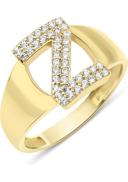 14 Ayar Altın Taşlı Z Harfli Yüzük