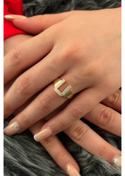 14 Ayar Altın Taşlı U Harfli Yüzük fiyatları