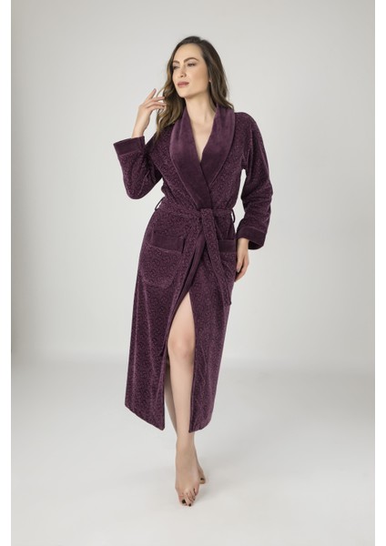 Uzun Şalyaka Jakarlı Bambu Cotton Bayan Sabahlık indirimleri