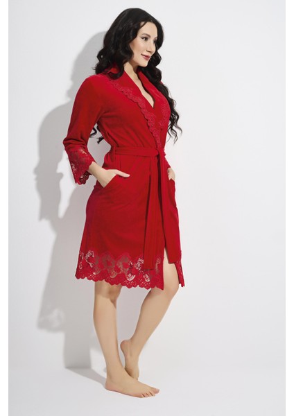 Dantelli Kısa Şalyaka Niki Kadife Bambu Cotton Bayan Sabahlık fırsatları