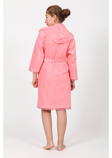 Pudra Brodeli Bukle Pamuklu Genç Bornozu fırsatları