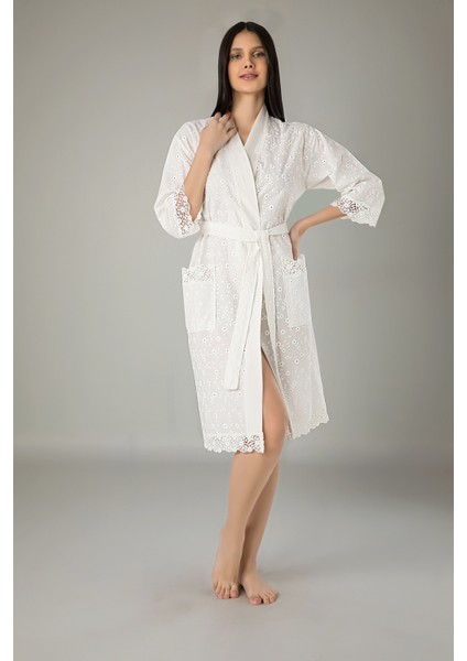 Kimono Keten Pamuklu Bayan Sabahlık