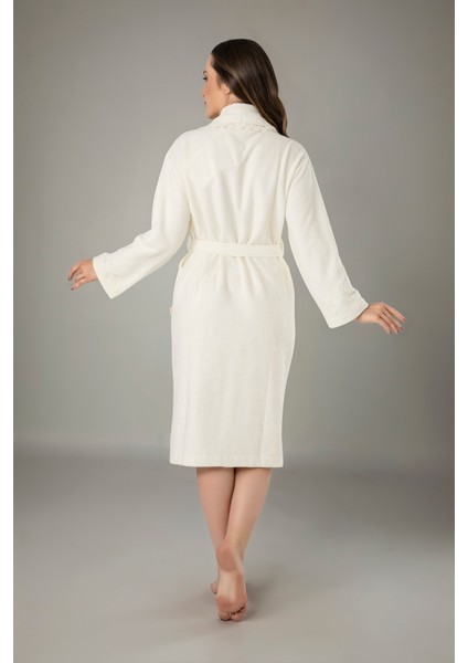 Krem Dantelli Bambu Cotton Bayan Bornozu fiyatları