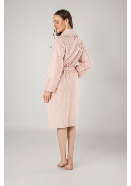 Krem Dantelli Bambu Cotton Bayan Bornozu fırsatları