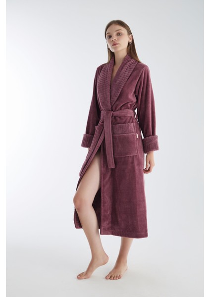 Yaka Fitilli Triga Bambu Cotton Bayan Bornozu