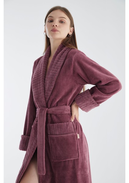 Yaka Fitilli Triga Bambu Cotton Bayan Bornozu