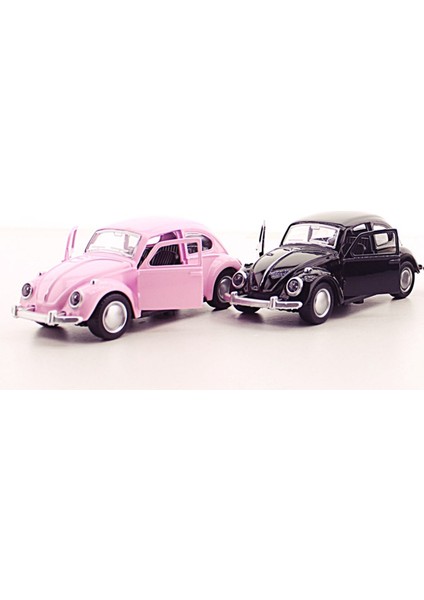 2 Adet Siyah Pembe Metal Vosvos Araba Nostaljik Sevgiliye Eşe Sürpriz Hediye Dıe Cast Büyük Boy 12CM STRGLBL75