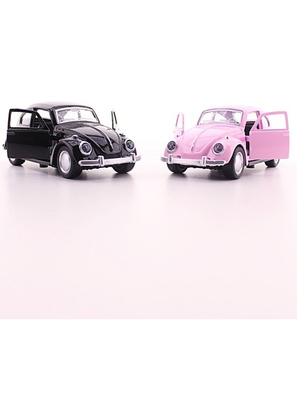 2 Adet Siyah Pembe Metal Vosvos Araba Nostaljik Sevgiliye Eşe Sürpriz Hediye Dıe Cast Büyük Boy 12CM STRGLBL75