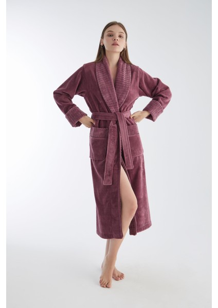 Yaka Fitilli Triga Bambu Cotton Bayan Bornozu