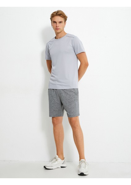 Basic Spor Tişört Reflektör Baskılı Bisiklet Yaka Kısa Kollu