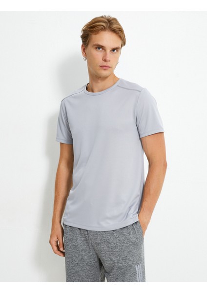 Basic Spor Tişört Reflektör Baskılı Bisiklet Yaka Kısa Kollu modelleri