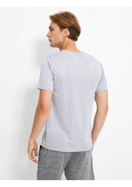 Basic Spor Tişört Reflektör Baskılı Bisiklet Yaka Kısa Kollu fırsatları